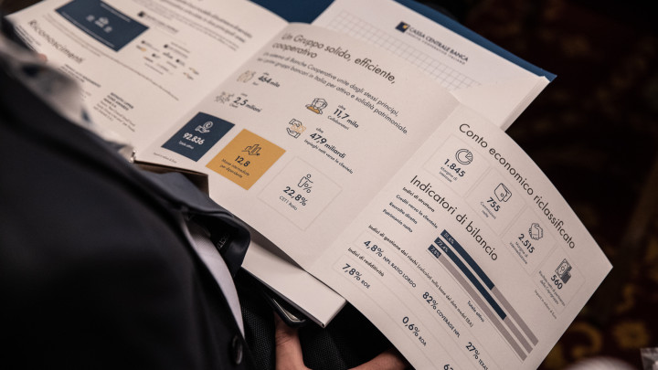 Leaflet Relazione finanziaria annuale 2022, foto volantino esplicativo